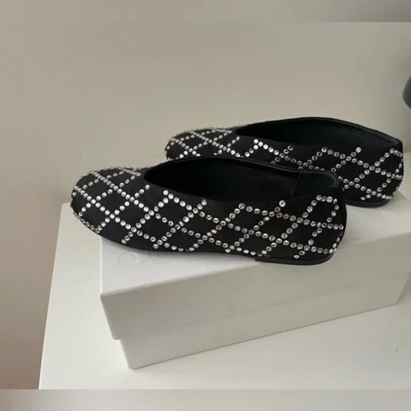 $980 Khaite Marcy Crystal Embellished Satin Ballet Flats 7 37 New In Box NIB - Picture 1 of 6